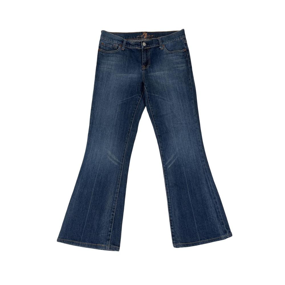 7 For All Mankind Jeans Womens 31 Blue Bootcut Flare Stretch Made USA Denim